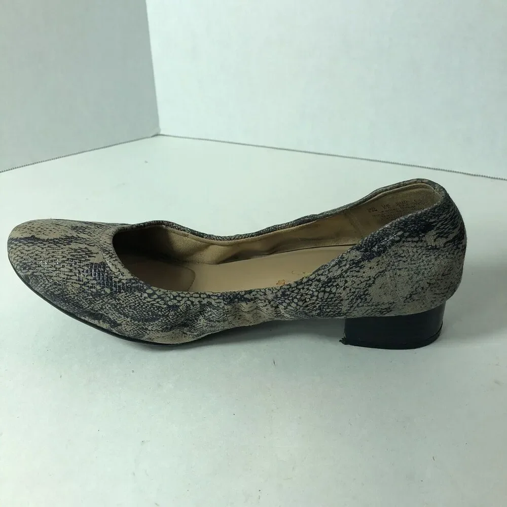 Naturalizer Shoes Block Heel Women Size 9.5 Adeline Snake Print Pumps Leather B4
